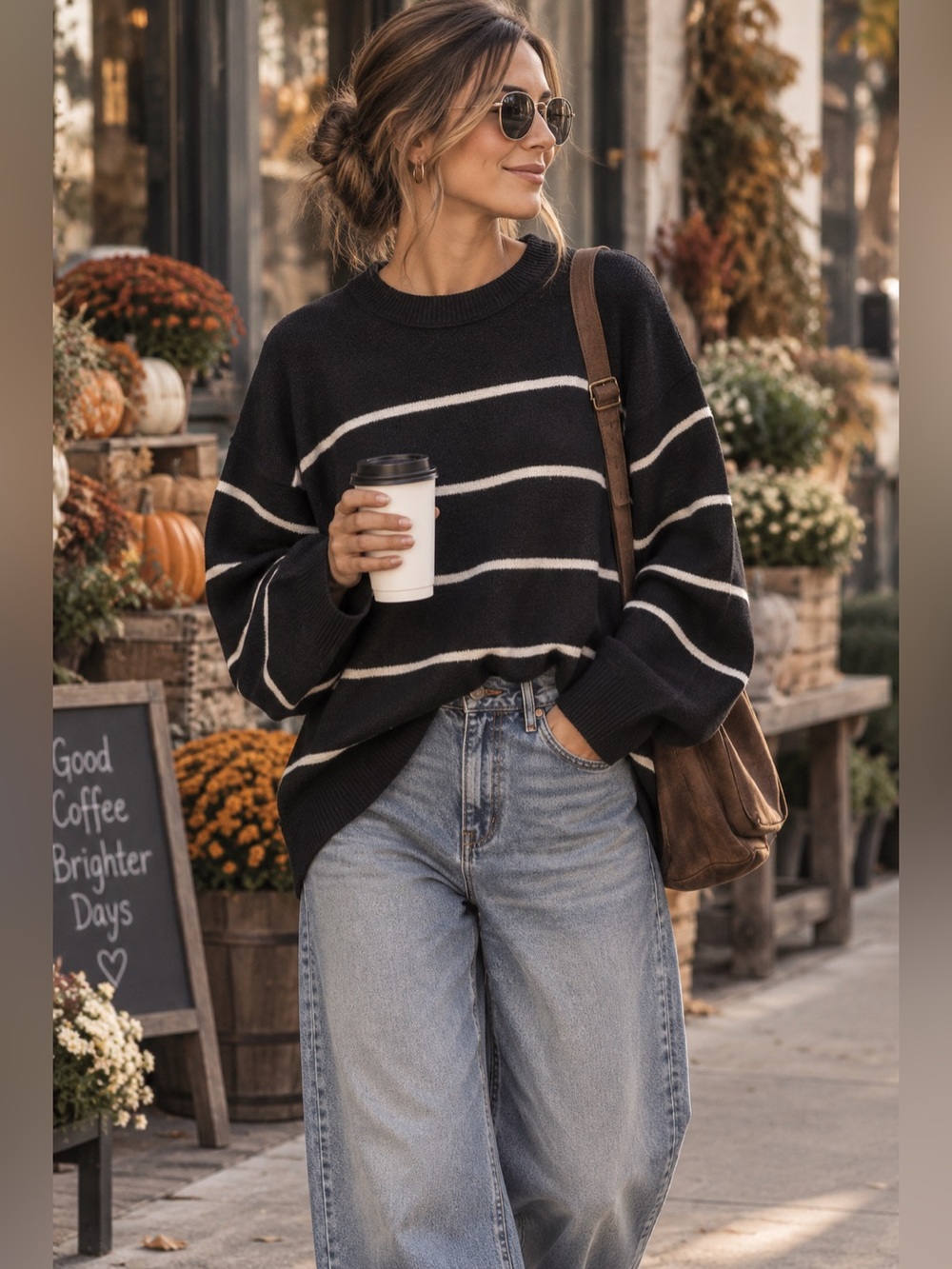 Aerie Black White Stripe Loose Fit Soft Knit Sweater XXL